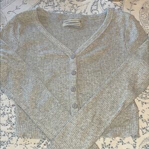 Urban Outfitters Light Gray Button-Up cropped cardigan